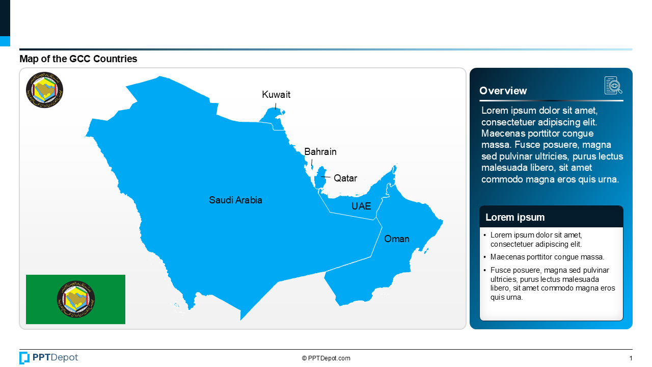 GCC (Gulf Cooperation Council) Country Maps PPT Slide 2