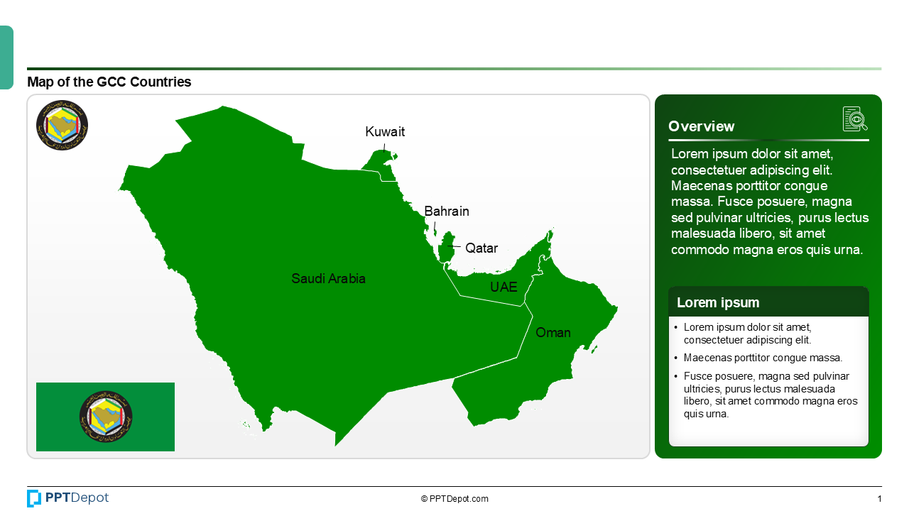 GCC (Gulf Cooperation Council) Country Maps PPT Slide 2