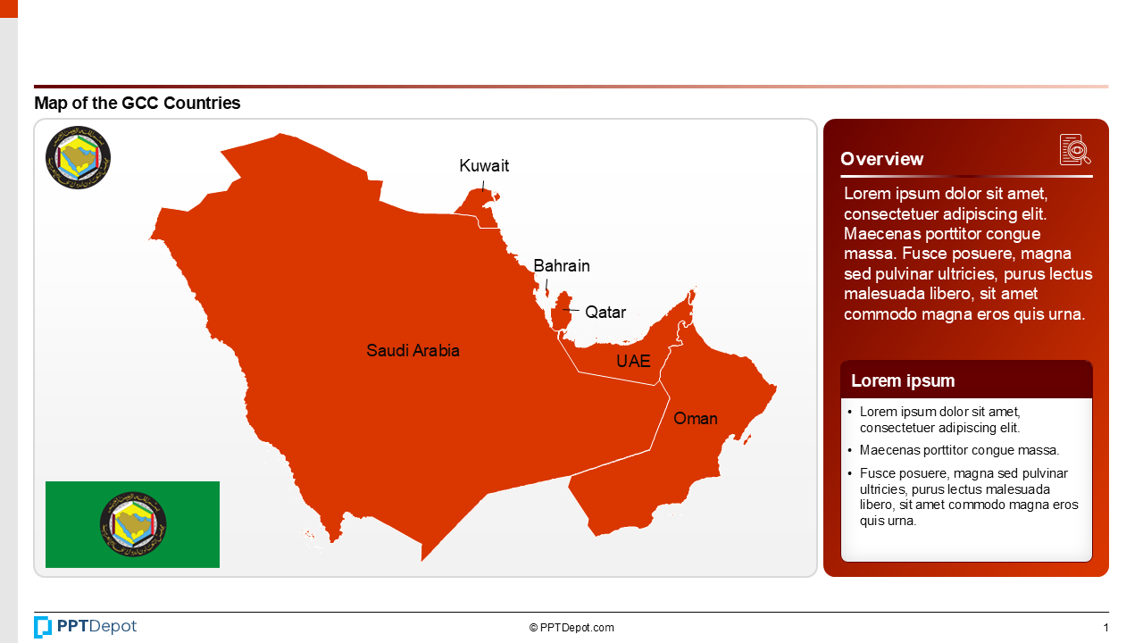 GCC (Gulf Cooperation Council) Country Maps PPT Slide 2