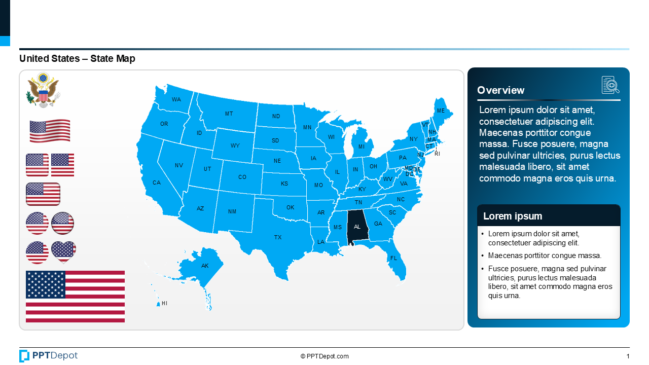 Map Series: Alabama PPT Map PPT Slide 2
