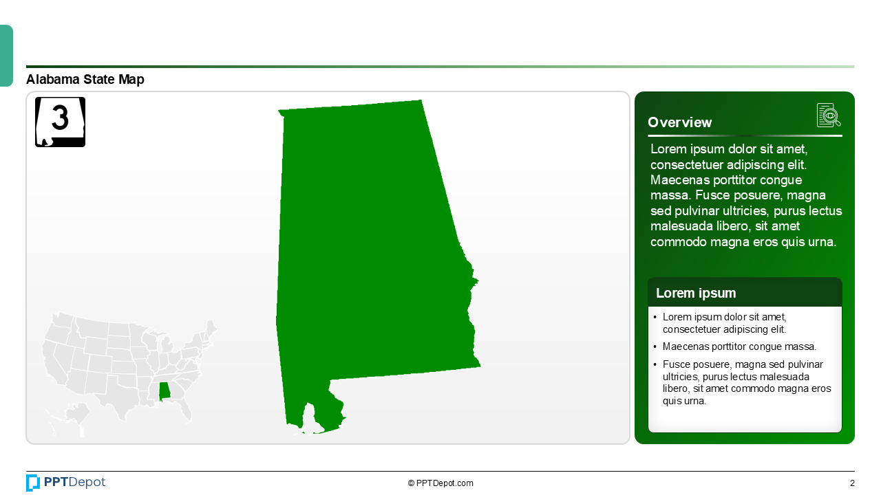 Map Series: Alabama PPT Map PPT Slide 3