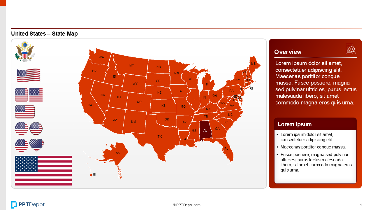 Map Series: Alabama PPT Map PPT Slide 2