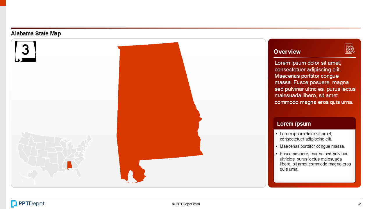 Map Series: Alabama PPT Map PPT Slide 3