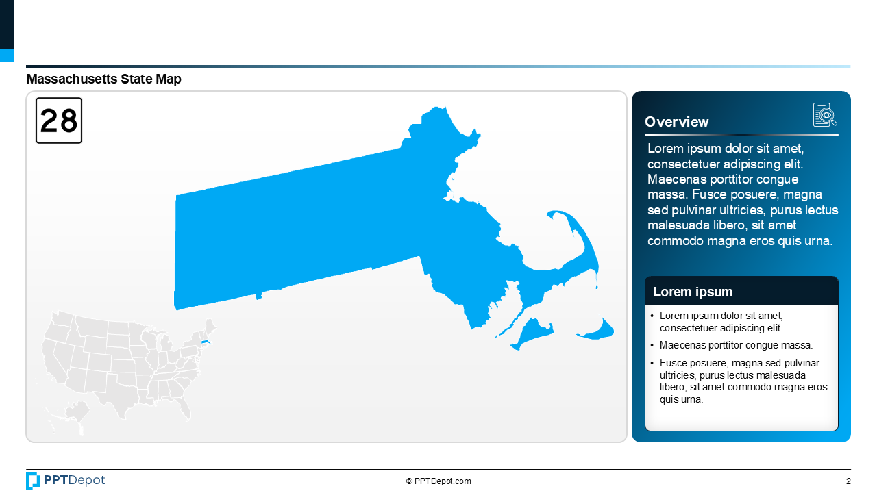Map Series: Massachusetts PPT Map PPT Slide 3