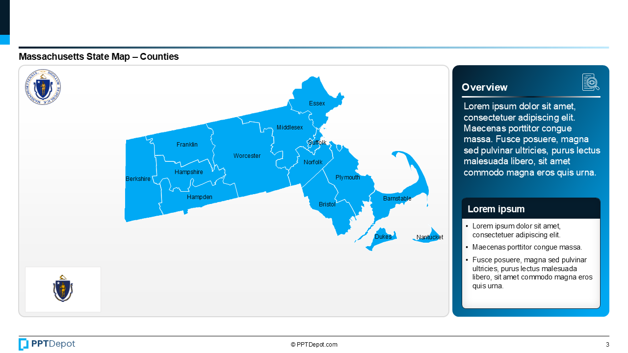Map Series: Massachusetts PPT Map PPT Slide 4