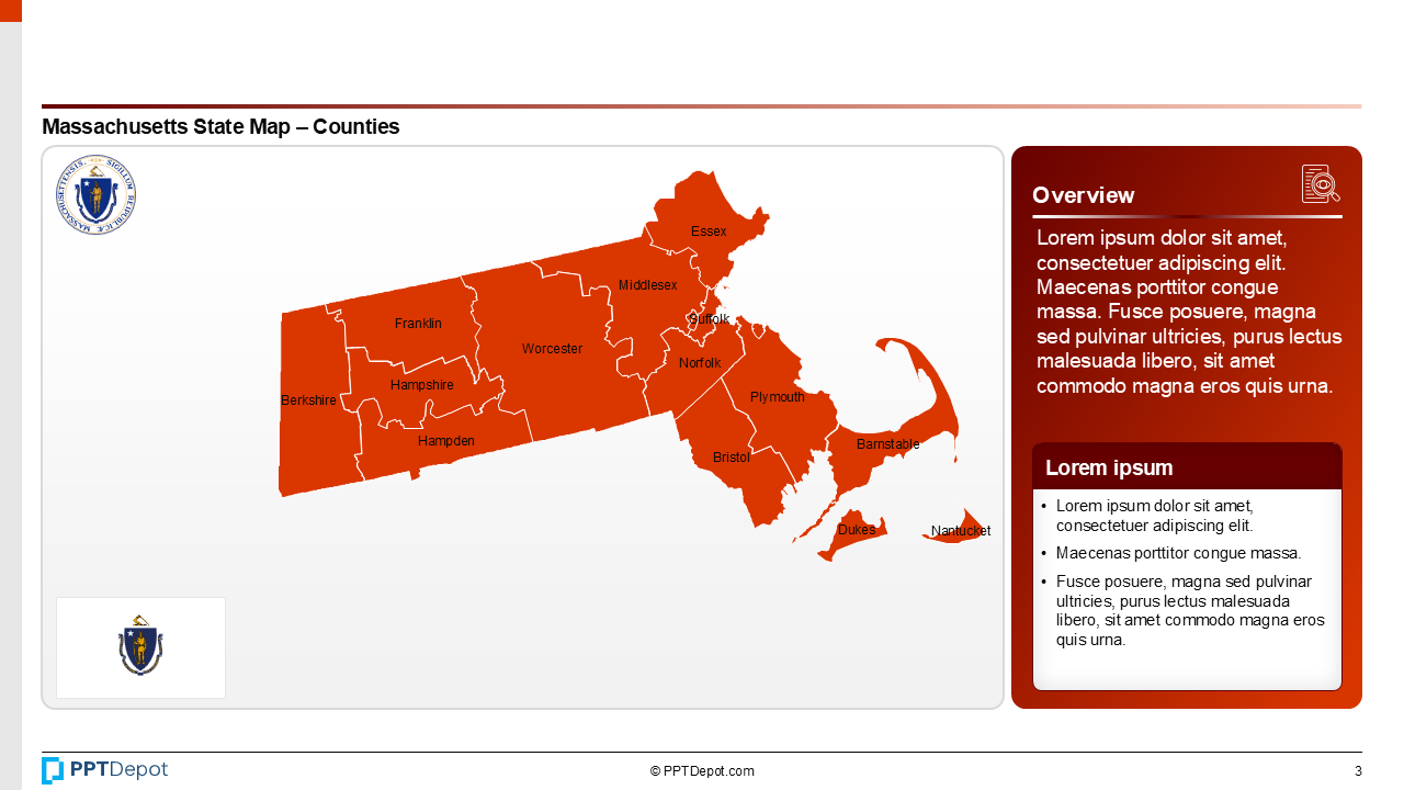 Map Series: Massachusetts PPT Map PPT Slide 4