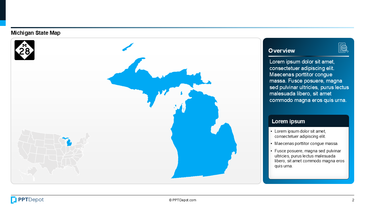Map Series: Michigan PPT Map PPT Slide 3