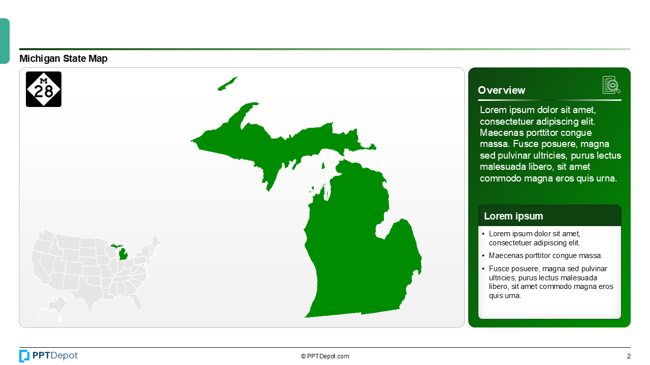 Map Series: Michigan PPT Map PPT Slide 3