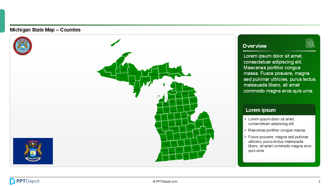 Map Series: Michigan PPT Map PPT Slide 4