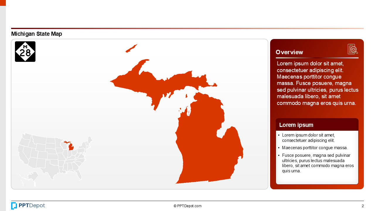 Map Series: Michigan PPT Map PPT Slide 3