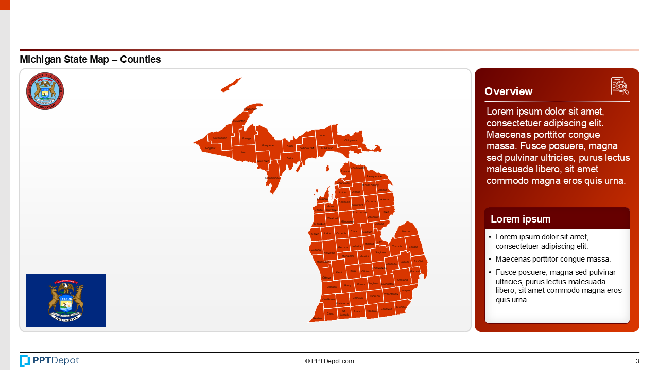 Map Series: Michigan PPT Map PPT Slide 4