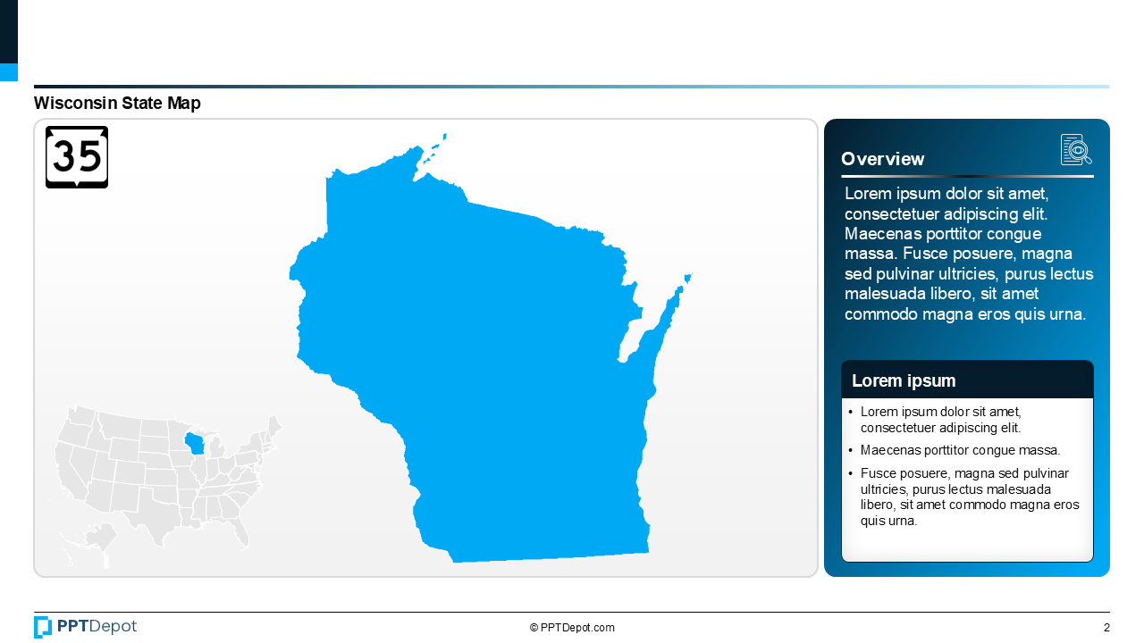 Map Series: Wisconsin PPT Map PPT Slide 3