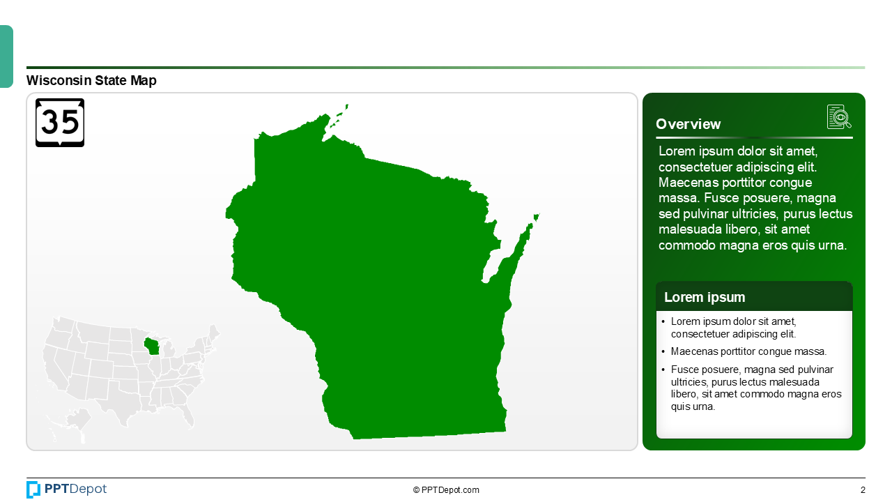 Map Series: Wisconsin PPT Map PPT Slide 3
