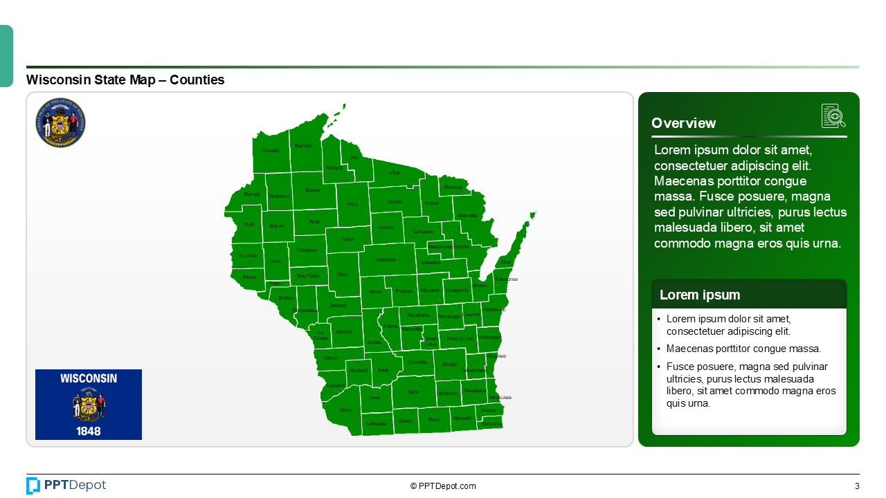 Map Series: Wisconsin PPT Map PPT Slide 4