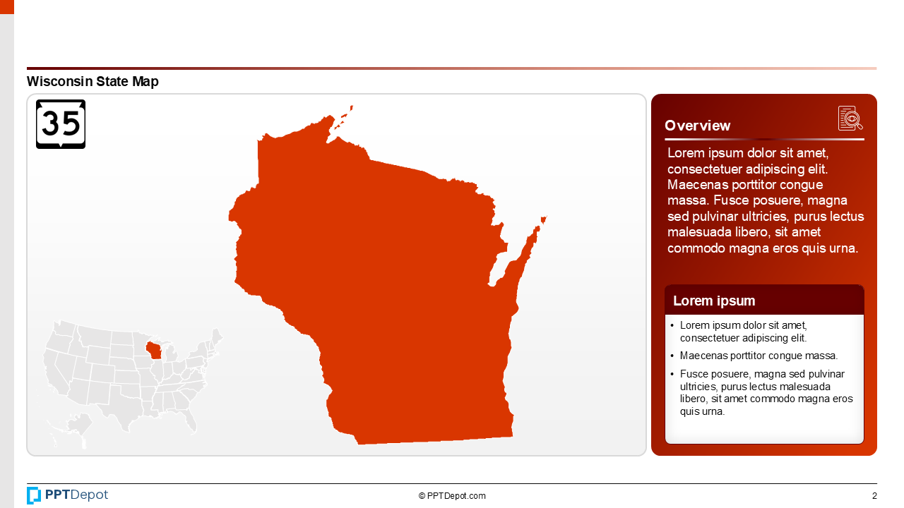 Map Series: Wisconsin PPT Map PPT Slide 3