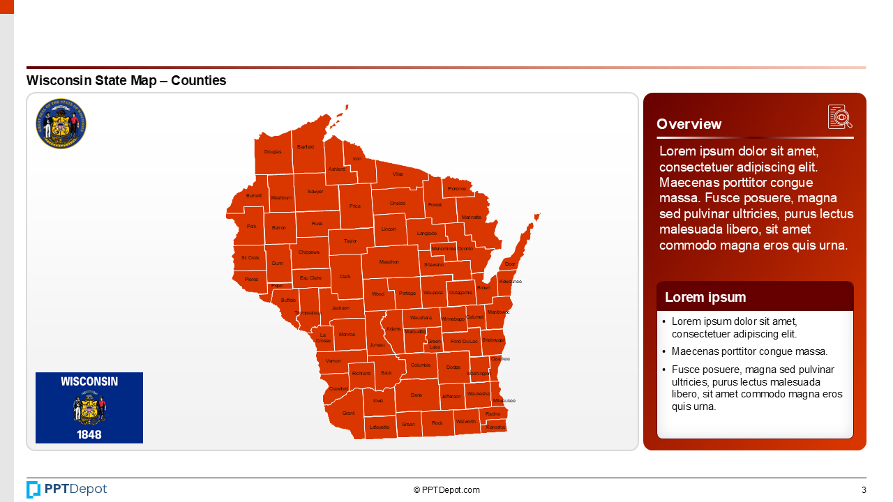 Map Series: Wisconsin PPT Map PPT Slide 4