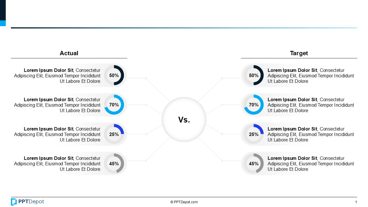 Actual vs. Target Dial PPT Slide 2