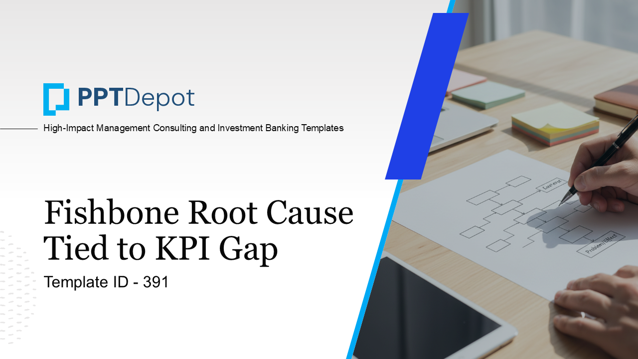 Fishbone Root Cause Tied to KPI Gap PPT Slide 1
