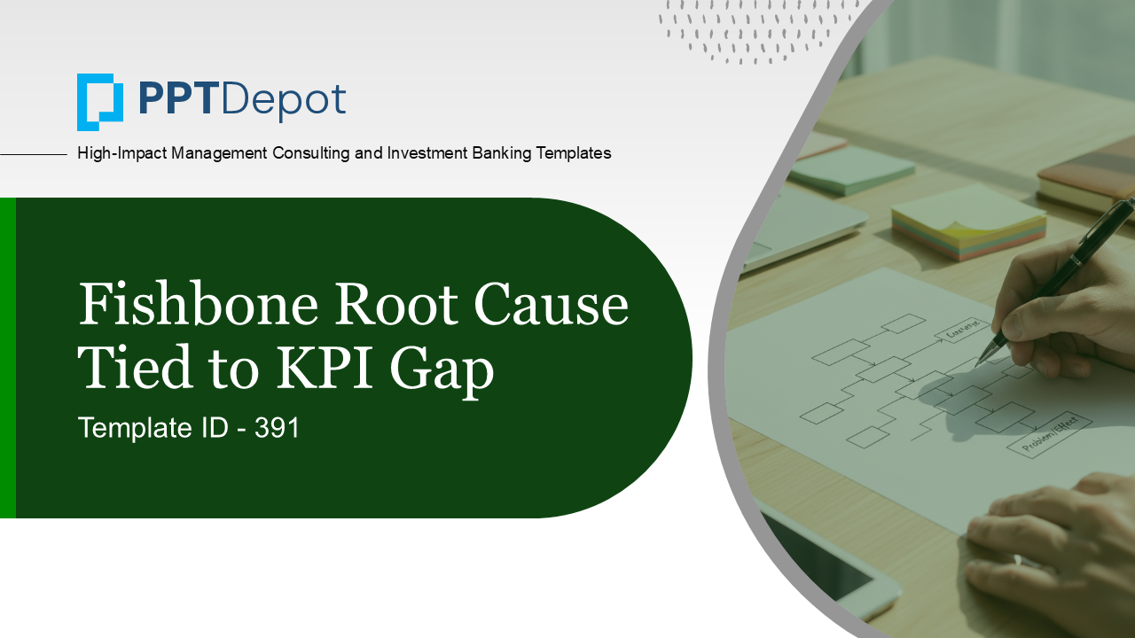 Fishbone Root Cause Tied to KPI Gap PPT Slide 1